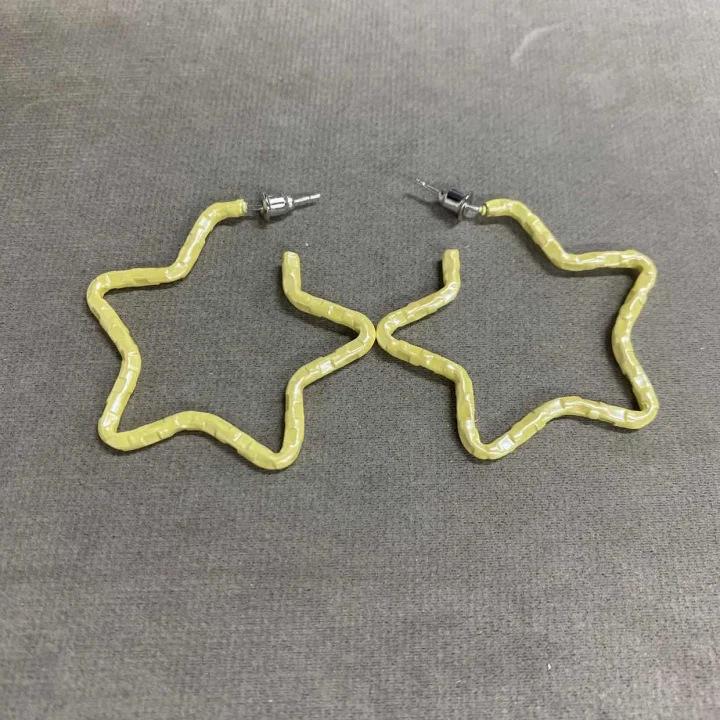 2026 New Blue Hollow Star Earrings for Women: Elegant Hoops for Square & Round Faces