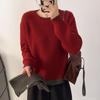New Round Neck Pullover Sweater with Scarf, Women's 2025 Autumn and Winter Loose Design, Fashionable Knitted Top