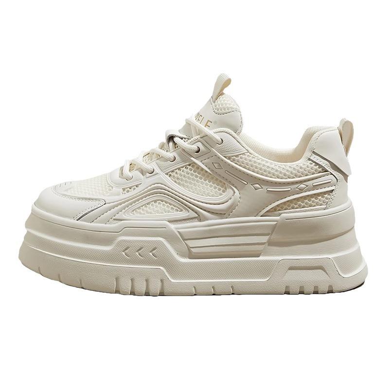 Fashion breathable mesh women's shoes 2025 summer new heightening little white shoes comfortable platform sports and leisure board shoes