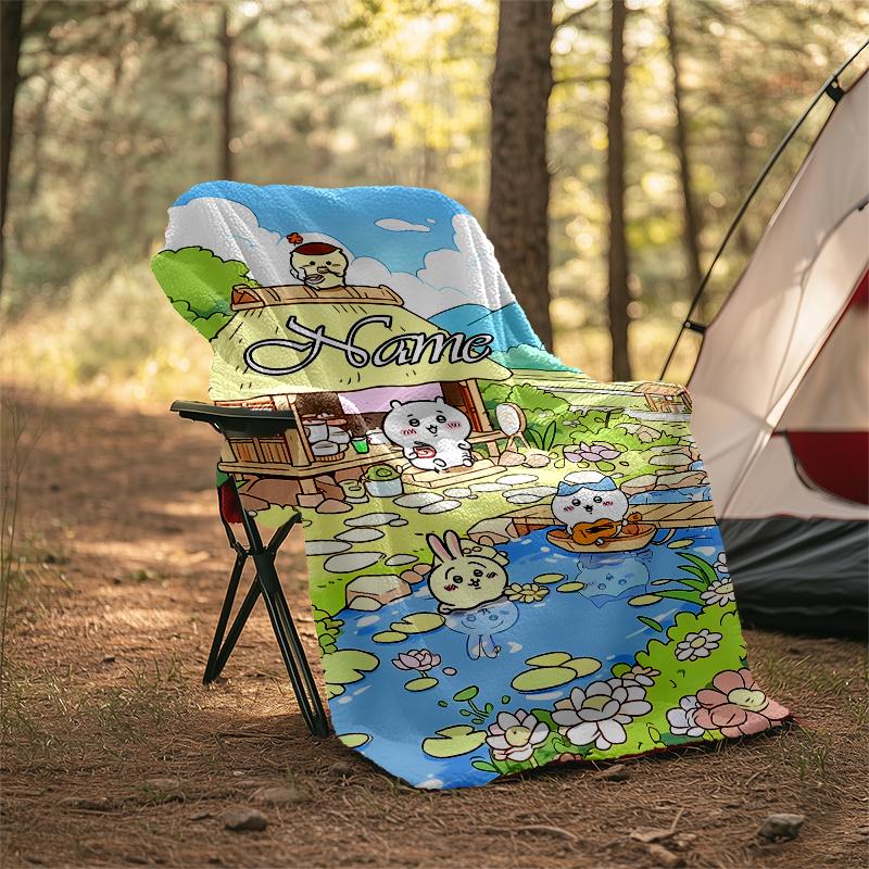 Personalized Custom Name Blanket - Chiikawa Print Design,Blanket for Sofa,Bed,Travel,Camping - Soft and Warm, Great Gift