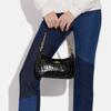 New COACH Teri Crocodile Pattern Embossed Leather Shoulder Bag, Handbag, Shoulder Bag Women's Solid Color Black CC322-IMBLK