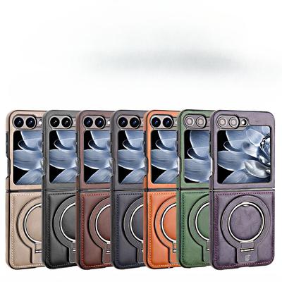 Etui na telefon komórkowy Samsung Z Flip6 5 4 3 ze składanym ekranem, skórzany uchwyt, magnetycznie absorbowane, bezprzewodowe ładowanie, etui ochronne przed upadkiem