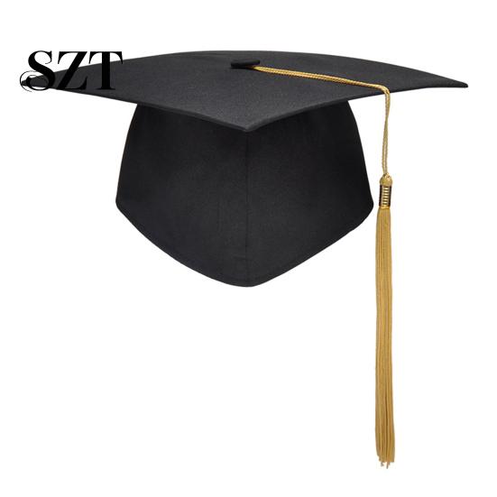 Unisex Graduation Cap with Tassel Bachelors Hat Adjustable Size Elastic Flexible Band Dress Accessory Master Degree Ceremony