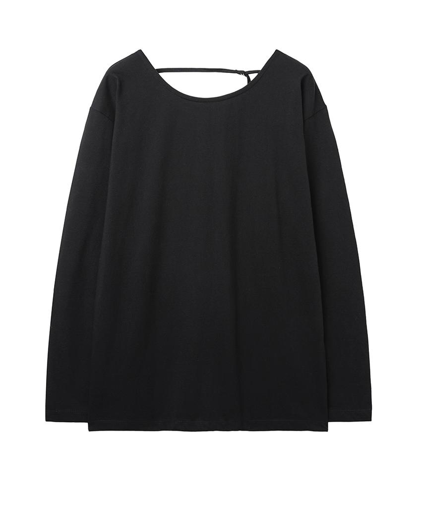 Lense Oversized Back Point Long Sleeve Tee Black