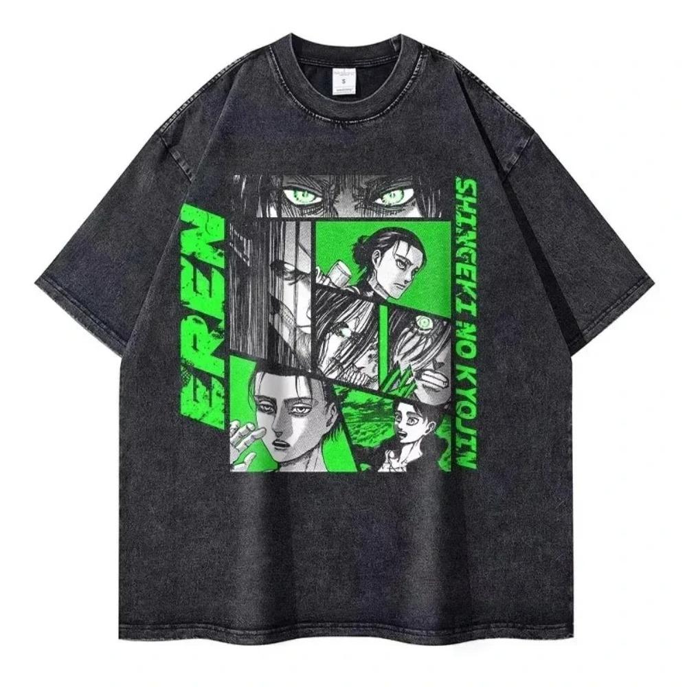Attack on Titan Eren & Ymir Founding Titan Vintage Washed Oversized T-Shirt | Unisex Anime Streetwear Tee
