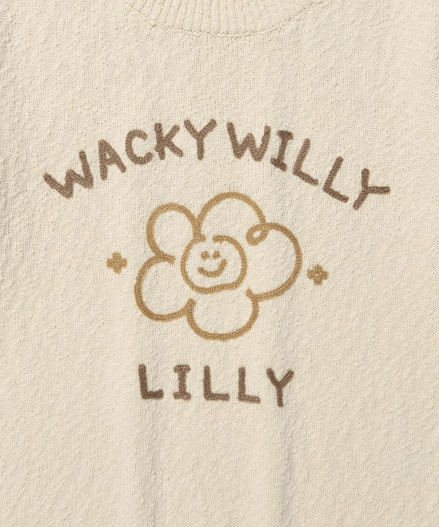 WACKY WILLY Women'S Big Lily Graphic Short Sleeve Knit Cream