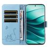 Wallet Case for Xiaomi Redmi Note 14 Pro 5G/14 Pro+ 5G/Poco X7 5G Cat Pattern Imprint Leather Phone Cover with Wrist Strap