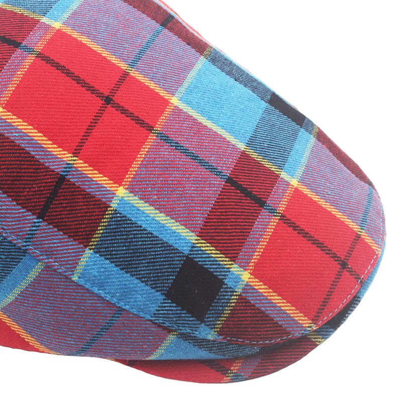 Leichte Atmungsaktive Karomuster Baskenmützen in Kontrastfarben, Retro Vintage Unisex Flache Hüte, Britische Freizeitkopfbedeckung