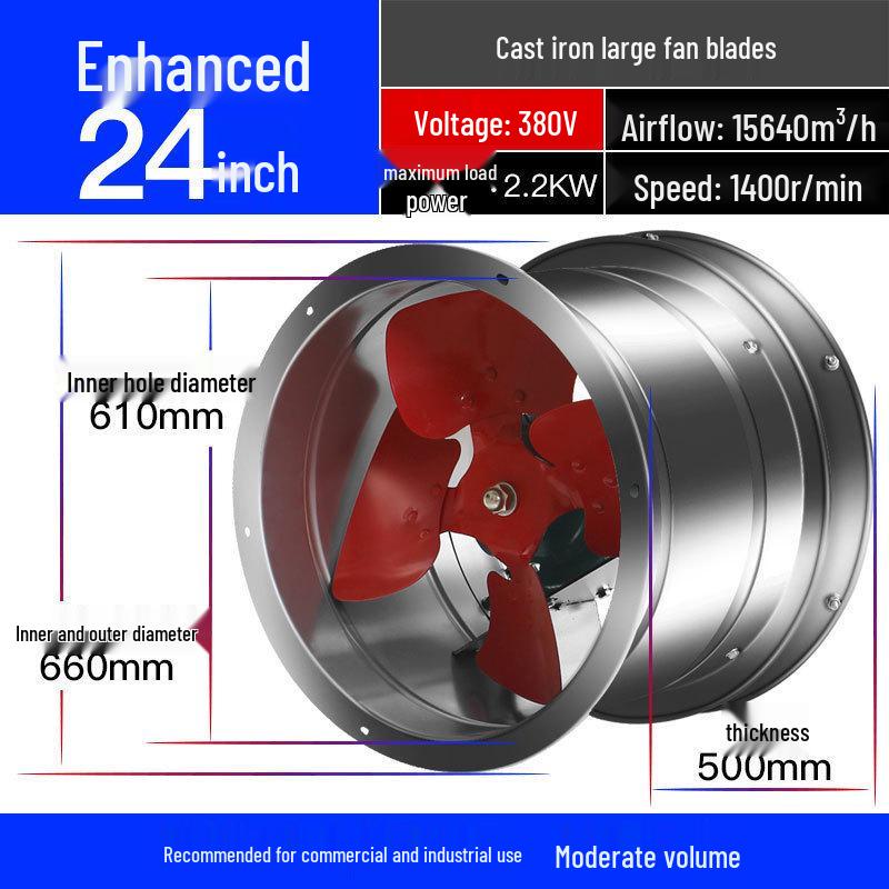 Powerful Silent High-Speed Axial Flow Kitchen Exhaust Fan for Oil Fume
