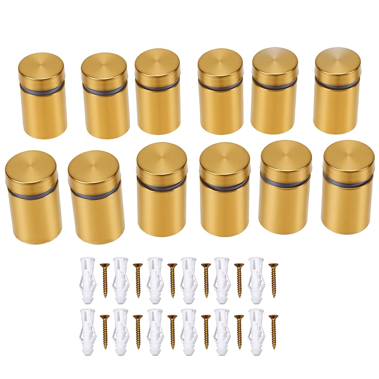 12 STUKS Sign Standoff Schroeven, Frame Goud 16mm, Geborstelde Afwerking