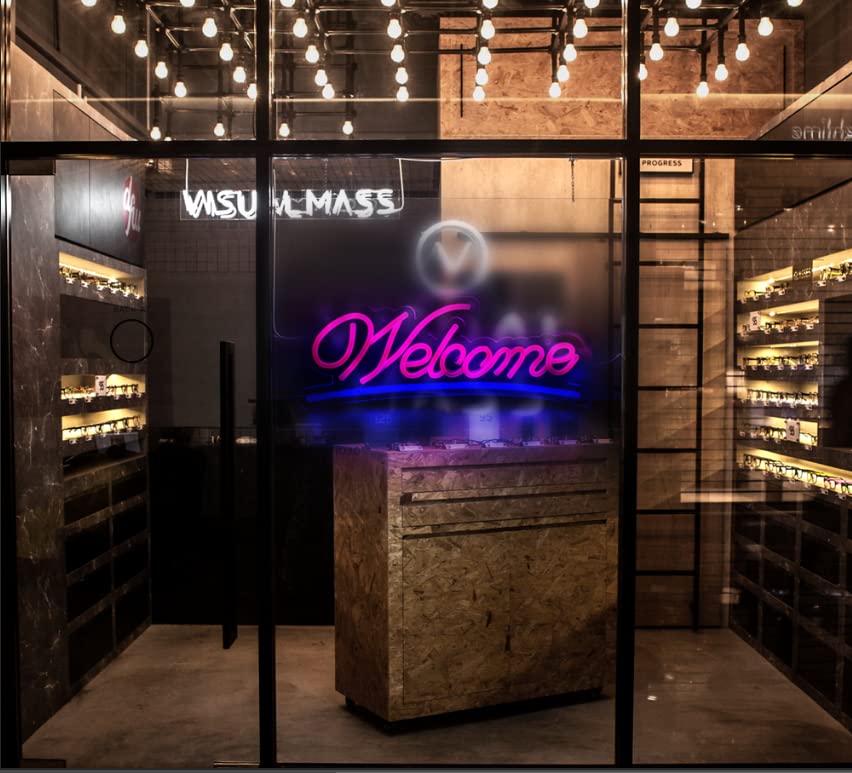 

Светодиодная вывеска WELCOME Идеально подходит для настенного декора для и интерьера В150мм х Ш400мм - магазины! Красивые, привлекающие внимание кафе, рестораны, бары, идзакая, магазины. розовый