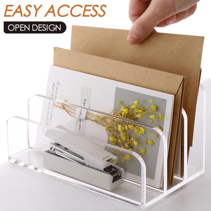 Clear File Organizer For Desk 3 Slots Clear Office Desk Letter Organizer Office Desk Organizer For Books Binders Emails Clear