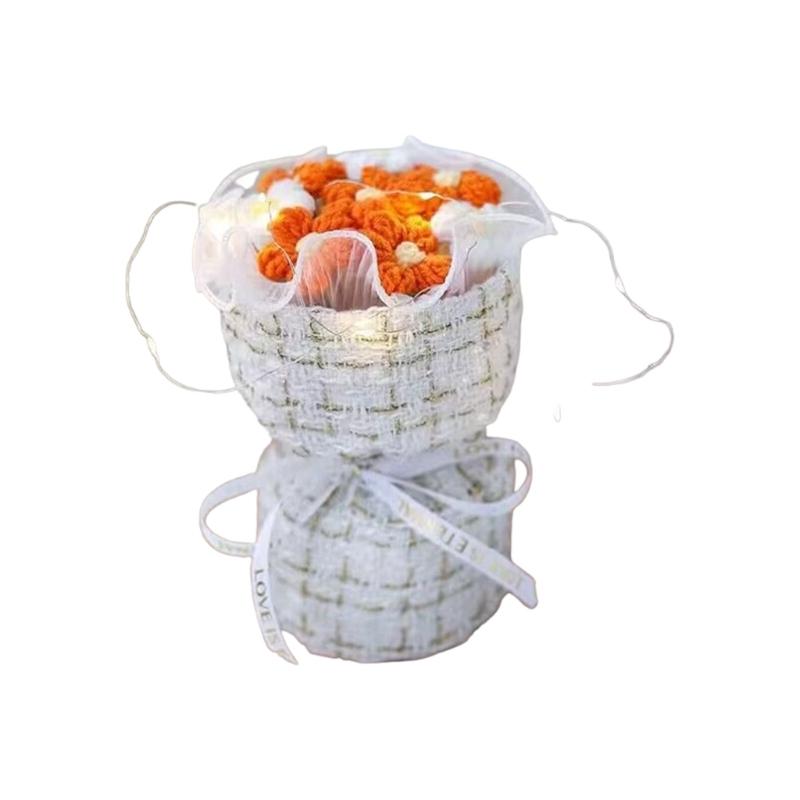 Knitted yarn simulation puff bouquet