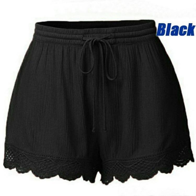 Women Casual Loose Shorts Large Size Lace Drawstring Pants