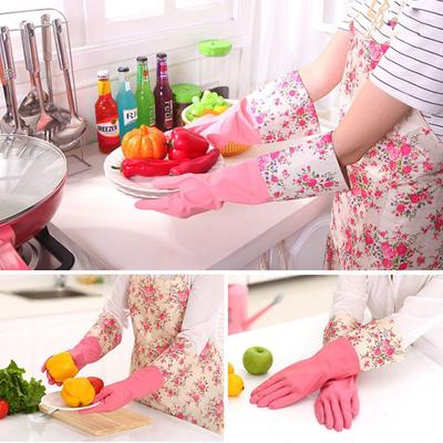 1 Pair Fashion Household Warm Cleaning Dust Waterproof Rubber Mittens Dishwashing Glove
