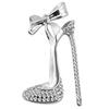 Spilla da donna con tacco alto intarsiato con strass, gioiello da bavero