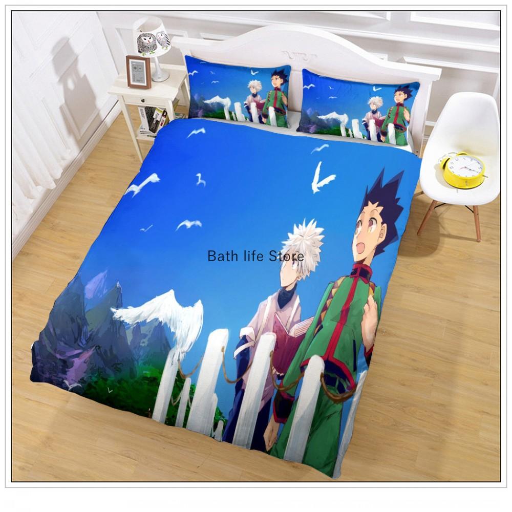 3D-Druck Anime Hunter X Hunter Bettwäsche-Set Hisoka Killua Zoldyck Charakter Cartoon Bettbezug-Set 2/3 Teile Geschenk für Kinder Jungen