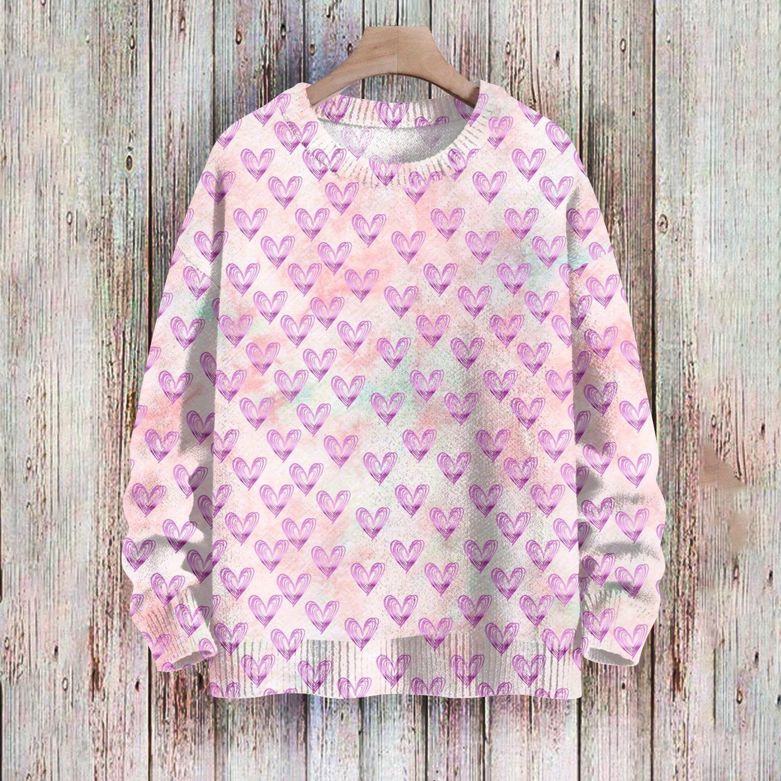 

Свитшоты ко Дню святого Валентина для детей, вязаные свитера для мальчиков и девочек, симпатичные рубашки, осенние свитера с круглым вырезом, топы 120