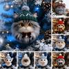 Plüsch Tierförmiger Anhänger 2D Acryl Katze Hund Kaninchen Weihnachtsbaumschmuck Gemütlicher Winter Tieranhänger für Auto Rückspiegel Fensterdeko