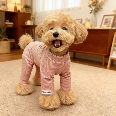Warm Winter Dog Jumpsuit Small Breeds - Thermal Fleece Four-Legged Pajamas In Striped Solid Colors