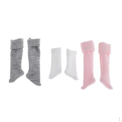 Drei Paar Socken für 1/6 Maßstab 12" Figuren, Weiß, Rosa und Grau Puppenzubehör