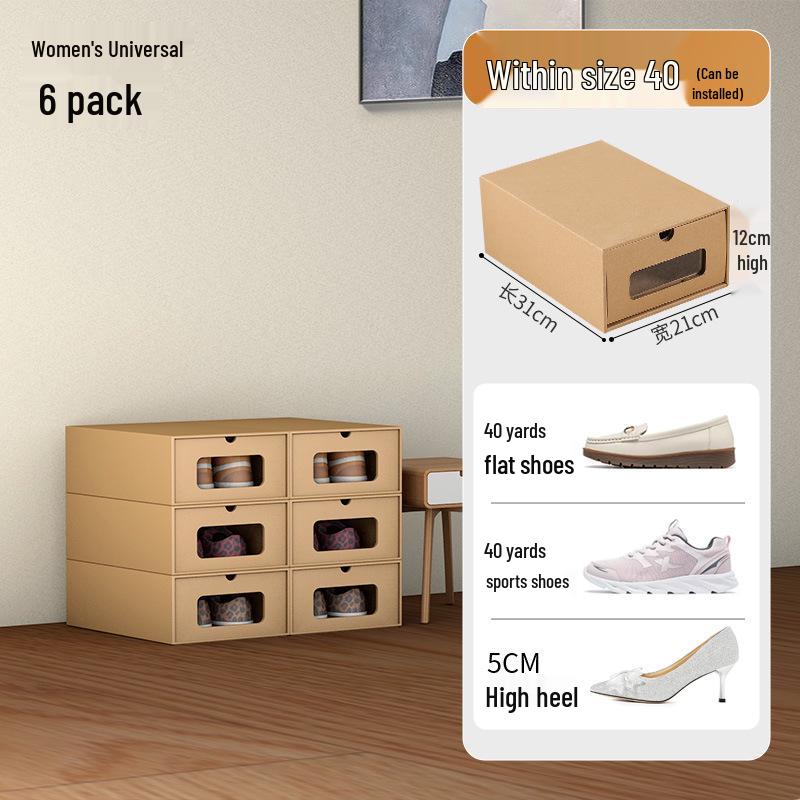 Schuhregal: Platzsparende transparente Kraftpapier-Aufbewahrungsboxen