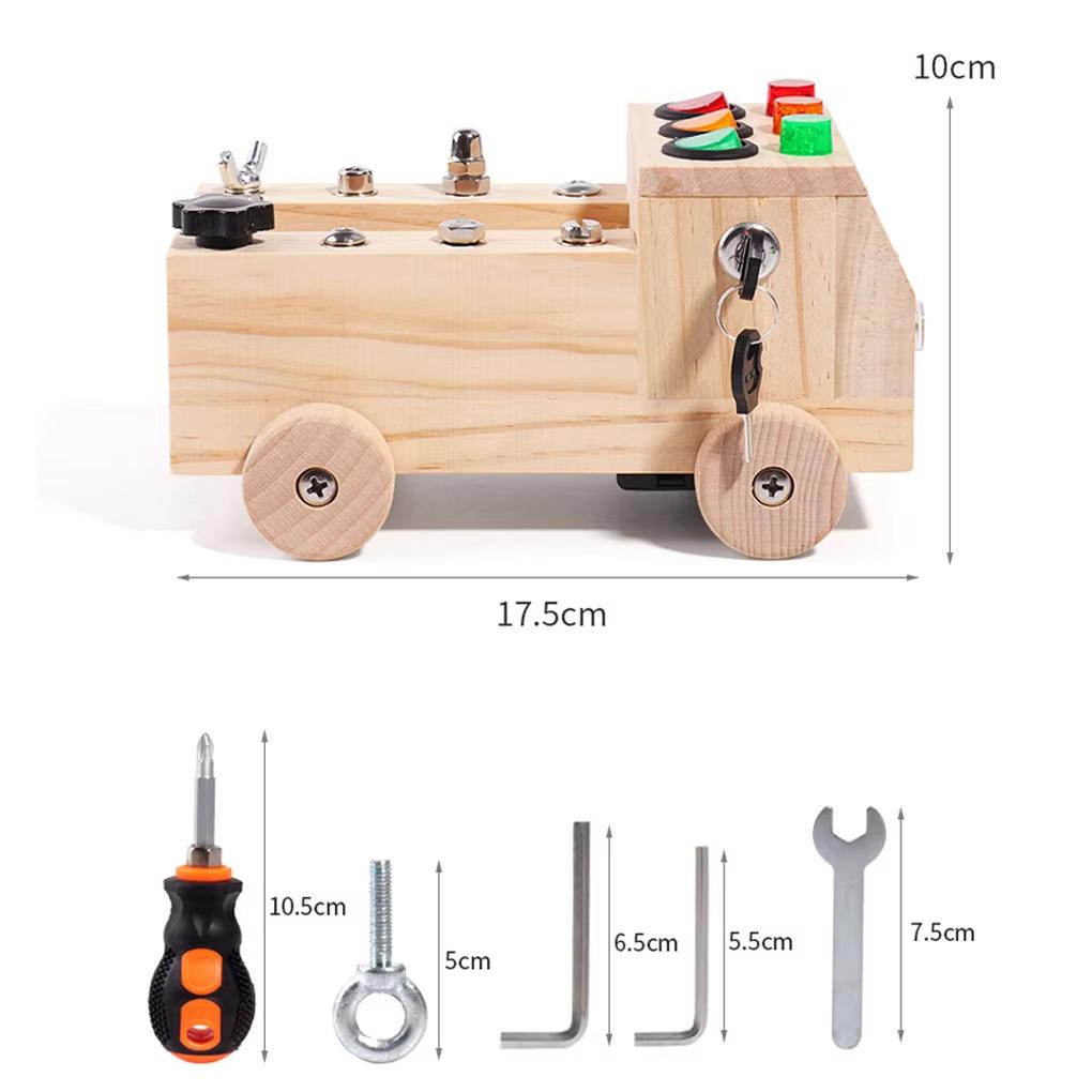 Wooden Montessori Busy Board 2-4 Years Old Children's Early Education Puzzle Toy Sensory Toys Switch Control Box Cart Screw Game