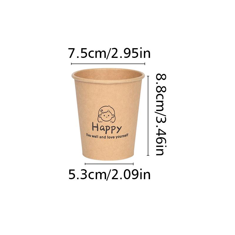 50pcs Anti-scalding Home Office Supplies Coffee Cups Simple Disposable Paper Cup Milk Cup Kraft Paper Cups 4 Mixed Types 250ml/9oz