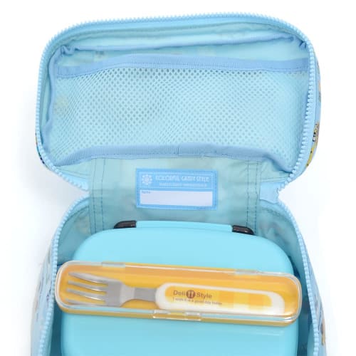 COLORFUL CANDY STYLE Lunch Bag for Boys, Vanity, Kids, Stylish and Cute, Full Throttle Working Vehicle (Light Blue) N0856700
