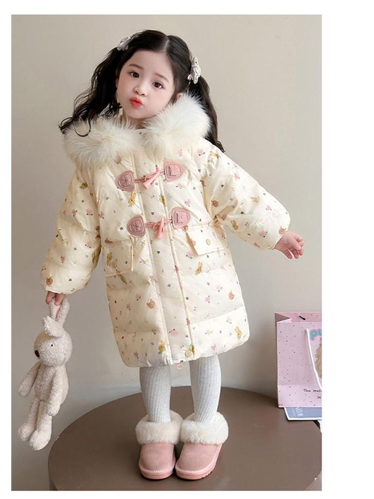2025 Winter Girls' Long Down Jacket - Thick, Fashionable, and Stylish for Toddlers and Girls