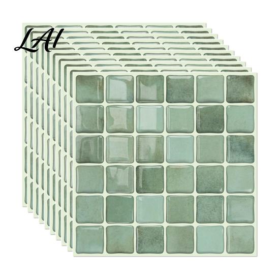 Waterproof Kitchen Backsplash Decal 10Pcs 3D Mosaic Wall Sticker Oil-Proof Tile Decal Peel And Stick Stickers Backsplash Self-Adhesive Bathroom