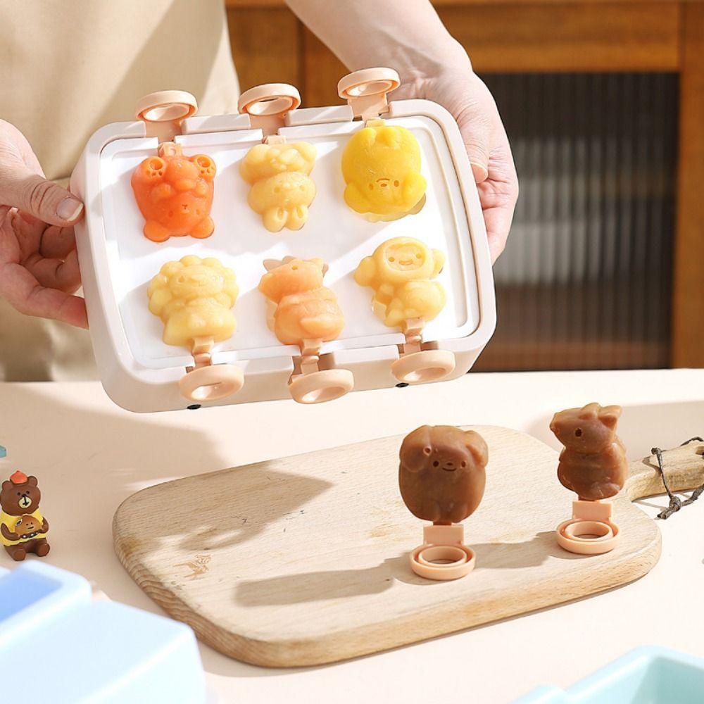 Cartoon Shape DIY Ice Cream Mold Reusable Popsicle Maker Silicone Ice Pop Molds  Kitchen Tools