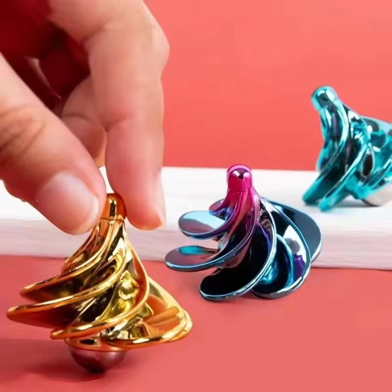 Wind Powered Gyro Decompression Toy  Colorful Wind Blown Gyro Fidget  Adult Desk Top Stress Relief Toys For Birthday Xmas Gift