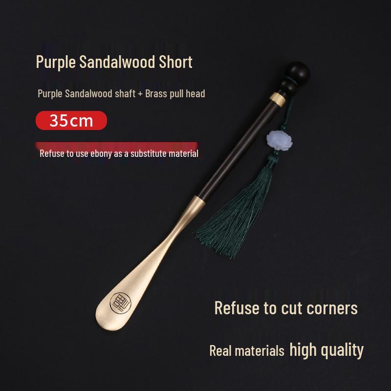 Pterocarpus Santalinus Premium Brass Shoehorn with Long Handle - Easy Lift for Pregnant Women