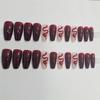 Woman Glossy Press-on Nail Wine Red Snake Pattern Ballerina Artificial Nail for Salon Expert and Naive Women