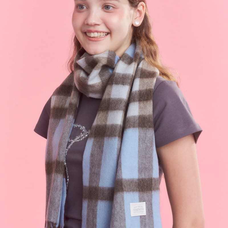 engbrox Cachecol macio de lã xadrez_3 cores