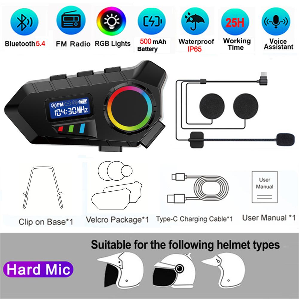 

K30 Motorcycle Helmet Bluetooth 6 Headset FM Radio Stereo Earphone Waterproof Handsfree Headphone Voice Control Noise Reduction