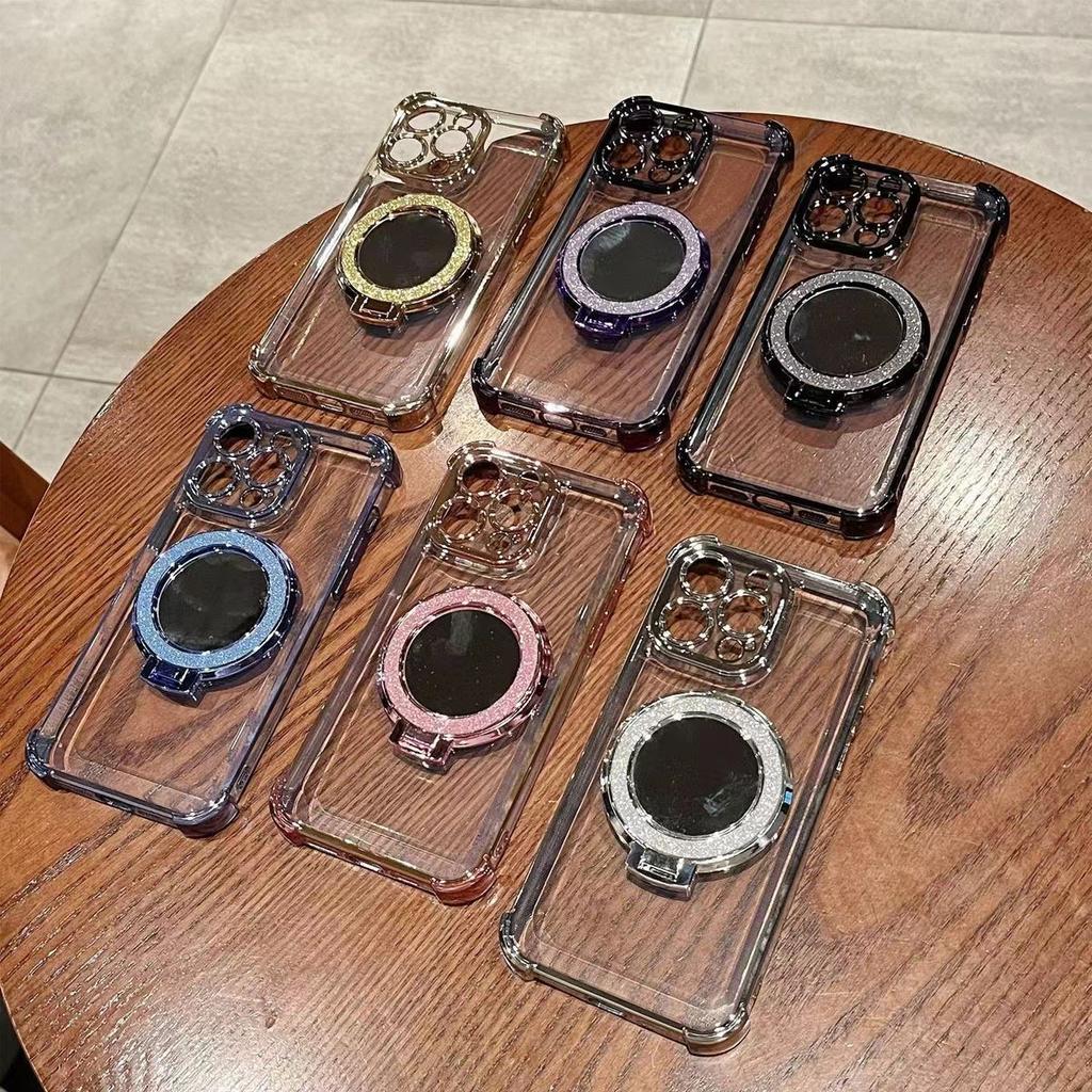 Applicable To iPhone17/16 Mobile Phone Case 15promax Magnetic Suction 16pro Mirror Holder 1413 Anti-drop Protective Case