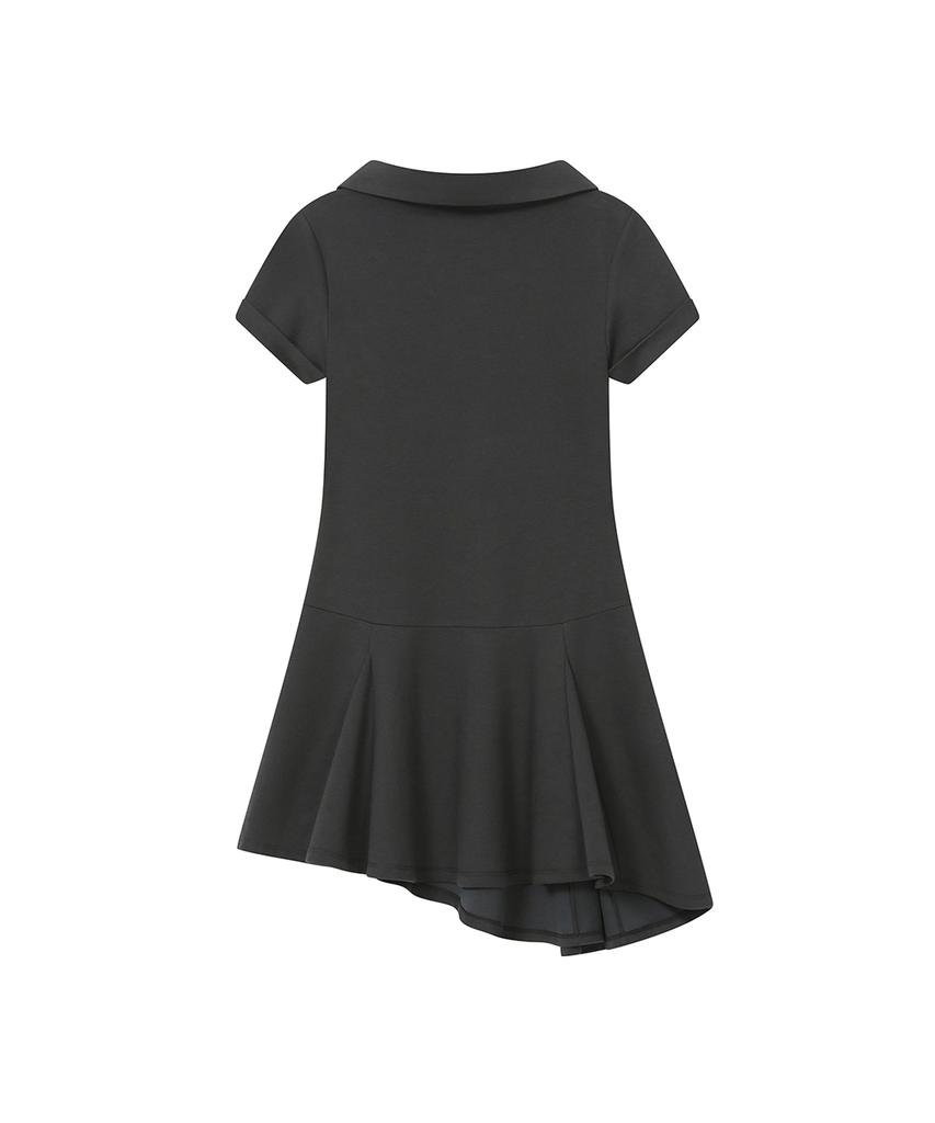 Miseki Seoul Slash Button Flare One Piece Charcoal