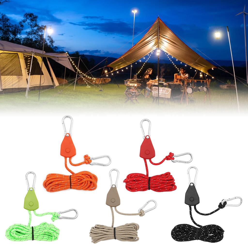 Tent Rope Lock Pulley Adjuster Fixed Buckle Rope Adjustable Ratchet Pulley Tent Stopper Tie Downs Rope Hanger Camping