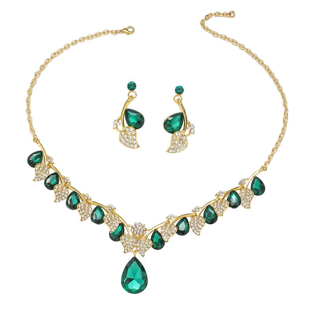 European & American Fashion Crystal Necklace & Earring Set - Bridal Wedding Jewelry for Women