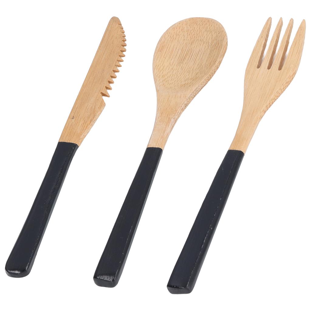 3Pcs Japanese Wooden Cutlery Set Safe BPA Wooden Cutlery Spoons Forks Knives for Kitchen