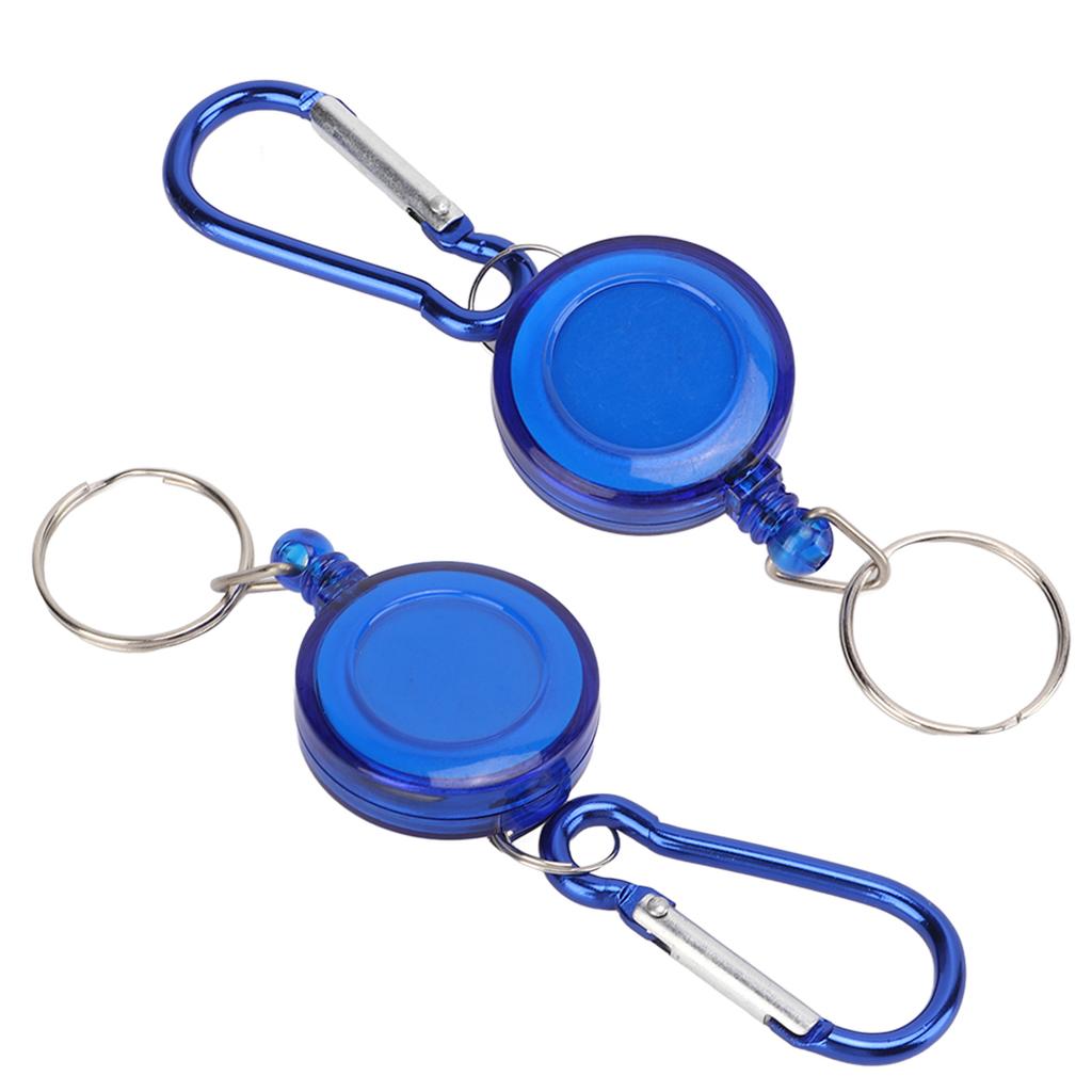 3PCS Nylon Rope Telescopic Burglar Tool Mini Anti Lost Retractable Pull Keychain BuckleBlue