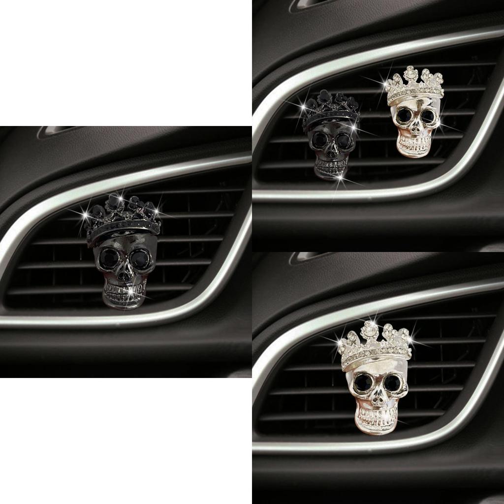 Retro Metal Skull Car Air Vent Perfume With Water Drill Skull Car Perfume
