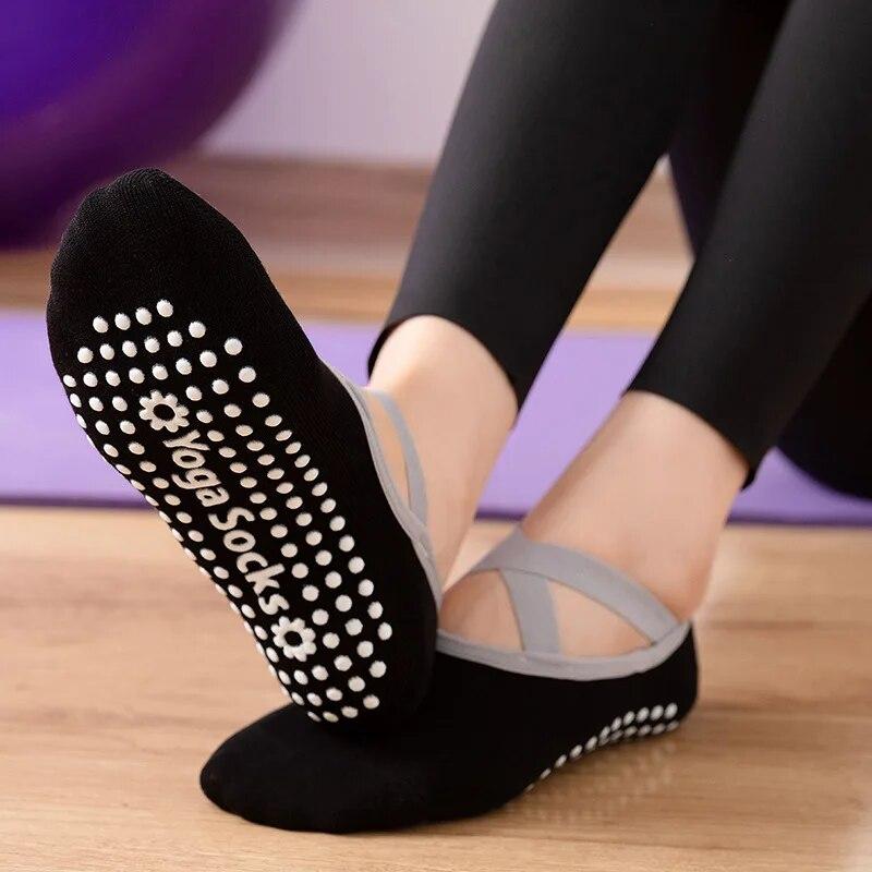 Damen Bandage Pilates Socken Silikon Anti-Rutsch Quick-Dry Yoga Socken Damen Ballett Tanz Baumwolle Sport Fitness Socken für das Fitnessstudio