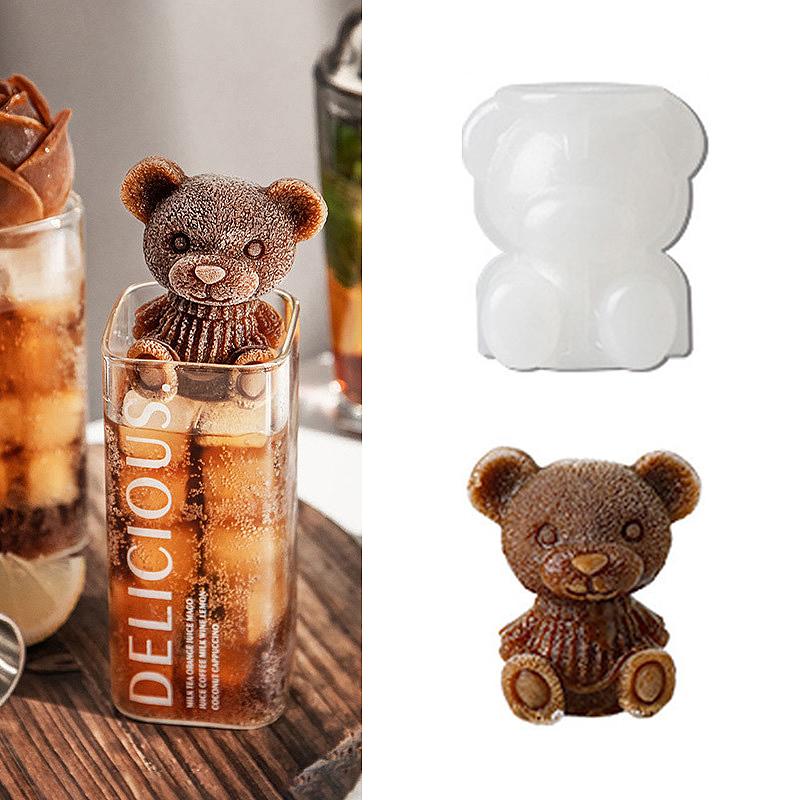 

3D Cute Bear Ice Cube Mold Silicone DIY Chocolate Cake Baking Decorating Tools Summer Ice Cream Molds for Cocktail Drink Tools