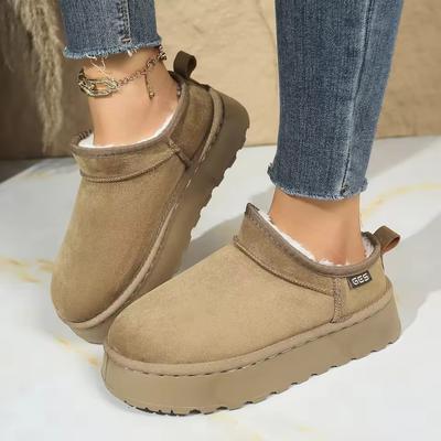 Snow Boots for Women Winter Cashmere Warm Thick Soles Without Heel-covered Hair Half Slipper Cotton Shoes for Women