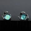 Vintage Silver Color Animal Snake Stud Earrings for Men Women Punk Earrings with Light Blue Stone Personality Jewelry Gifts