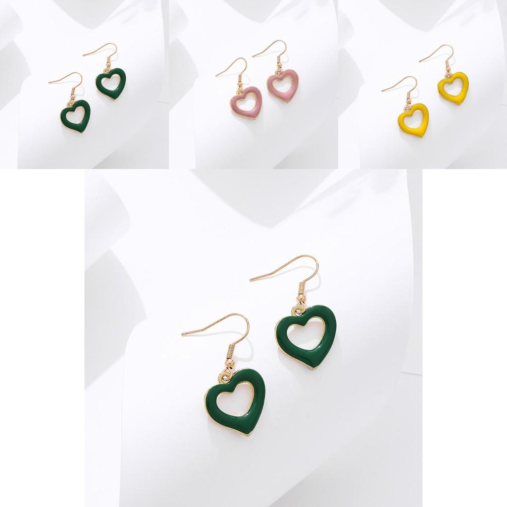 Fashionable Alloy Heart Earrings With Creative Hollow Design In Pink