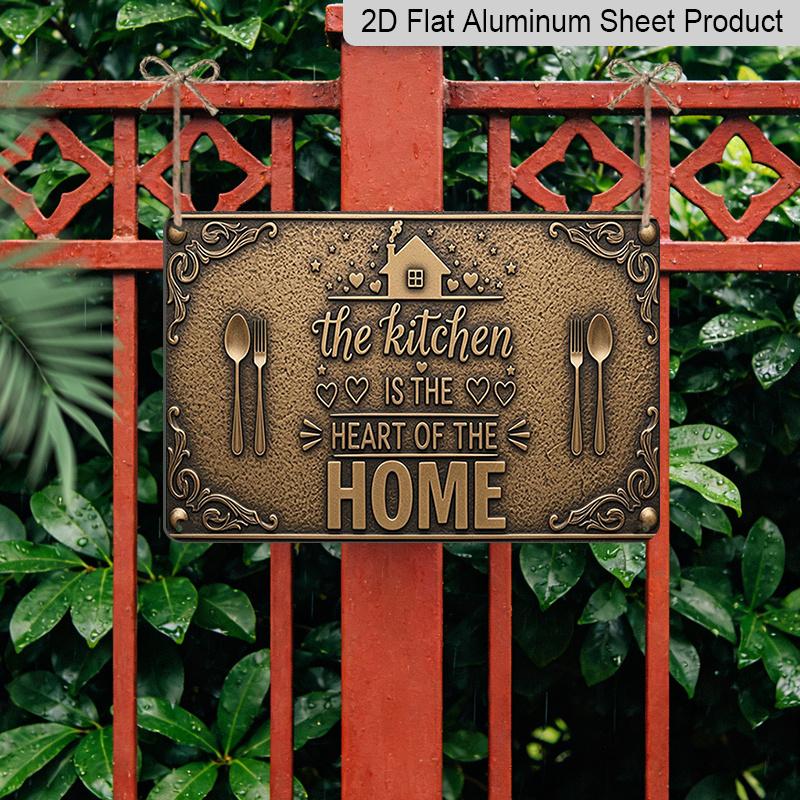 2D Flat 1pc ("8X12") The Kitchen Serves As The Core of The Household. Decorative Gift Sign, Floral Sign, Aluminium Sign, Garland Sign, Decor, Wall